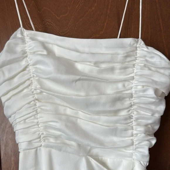 Wayf Delaney Asymmetrical Ivory Rouched Top, Spaghetti Strap Dress NWT Sz S Saks - Picture 5 of 13
